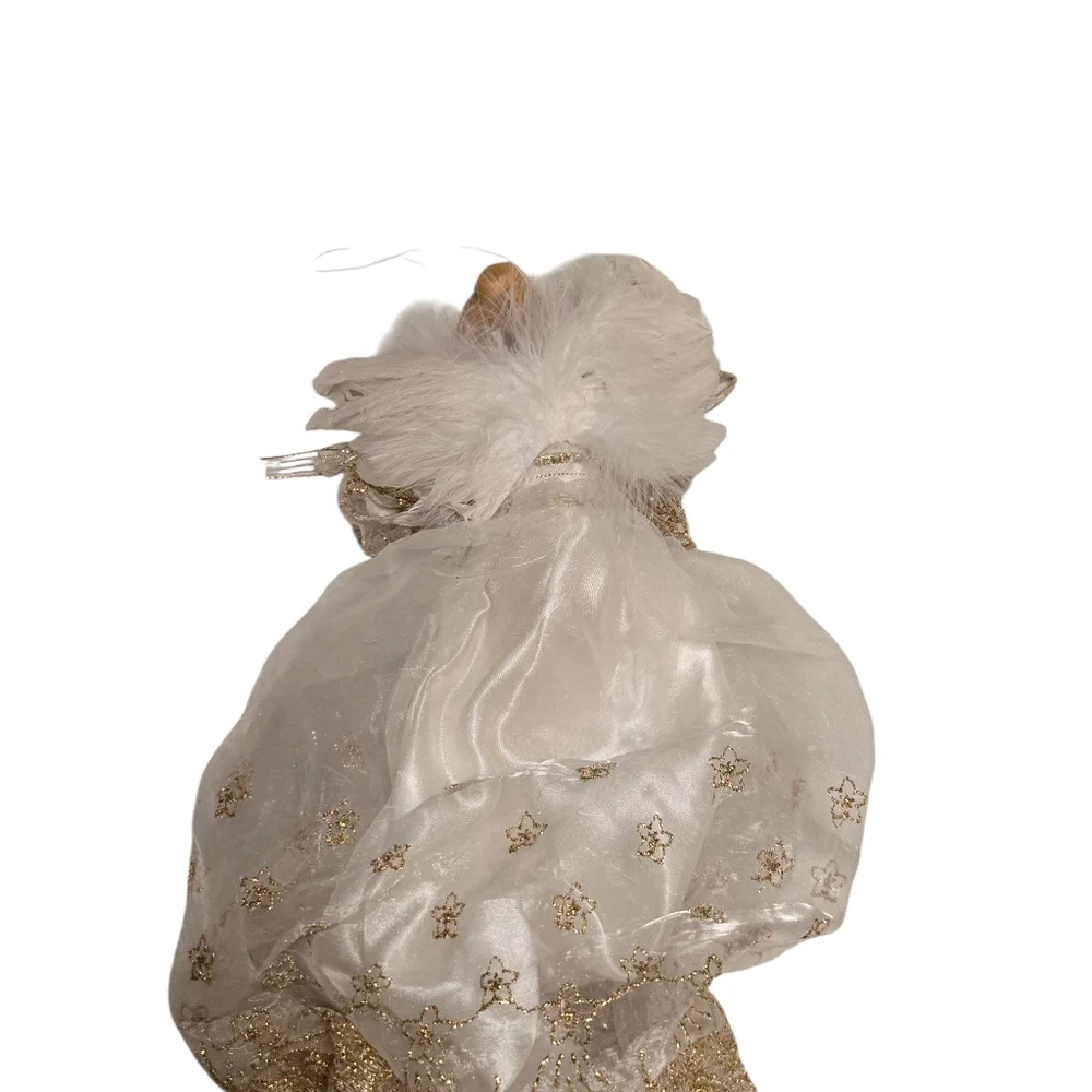 Angel Christmas tree topper feather wings white and gold - Picture 3 of 4